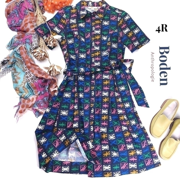 Boden Dresses & Skirts - Boden Navy Patterned Dress Sz 4R